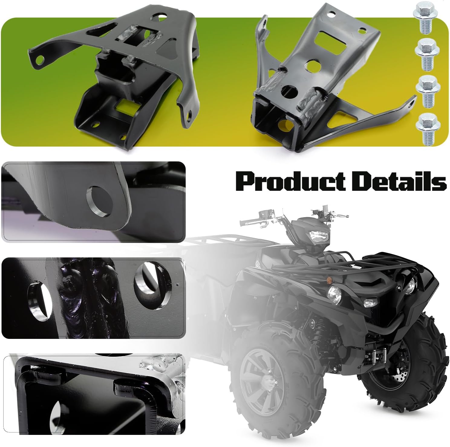 Rear 2" Receiver Hitch Heavy Duty Steel Trailer Towing Hitch Fit for Yamaha Kodiak 450 2018 2019 2020 2021 2022 2023 2024 2025 Replace B16-F85H0-V0-00
