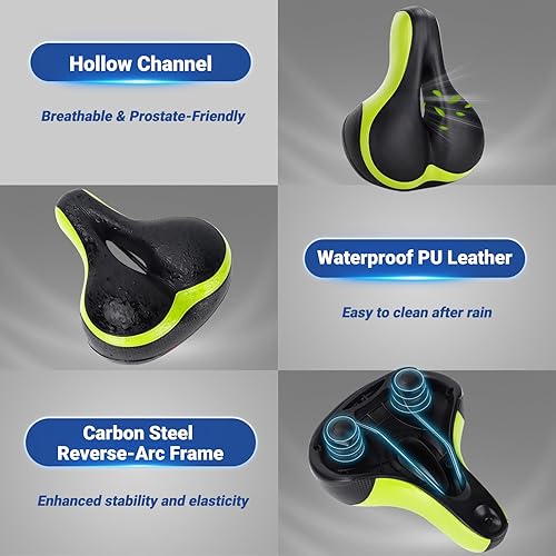 Miniatura 5 de TONBUX Comfortable Bike Seat for Men & Women, Memory Foam Bicycle Seat with Dual Shock Absorbing Ball, Universal Fit Bike Saddle for Stationary