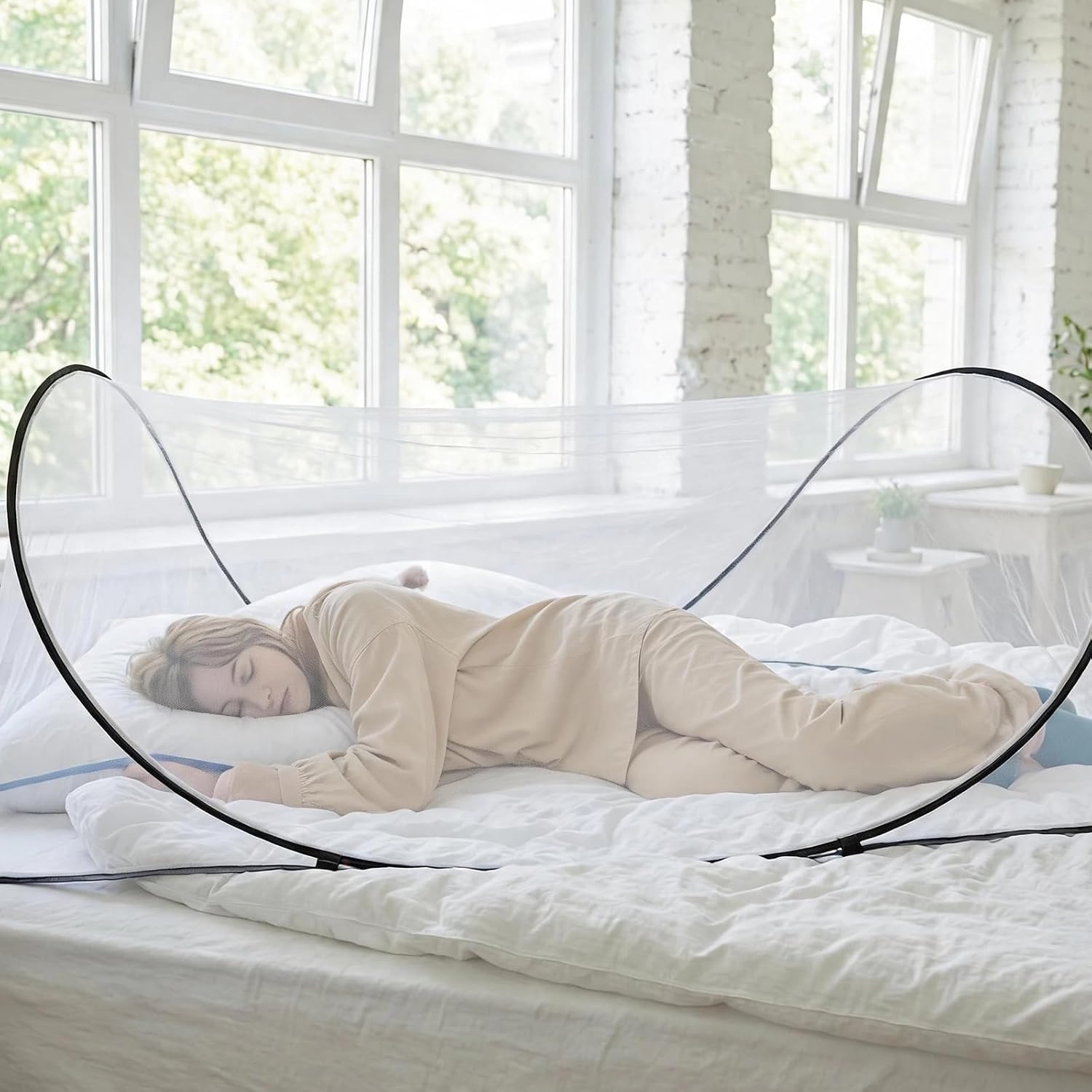 Zanzariera Pieghevole, Zanzariera da Viaggio Pop-Up Mosquito Net Portatile Ultraleggero Zanzariera Letto Singolo con Cerniera e Borsa Portaoggetti per Campeggio, Viaggio, Famiglia, Dormitorio