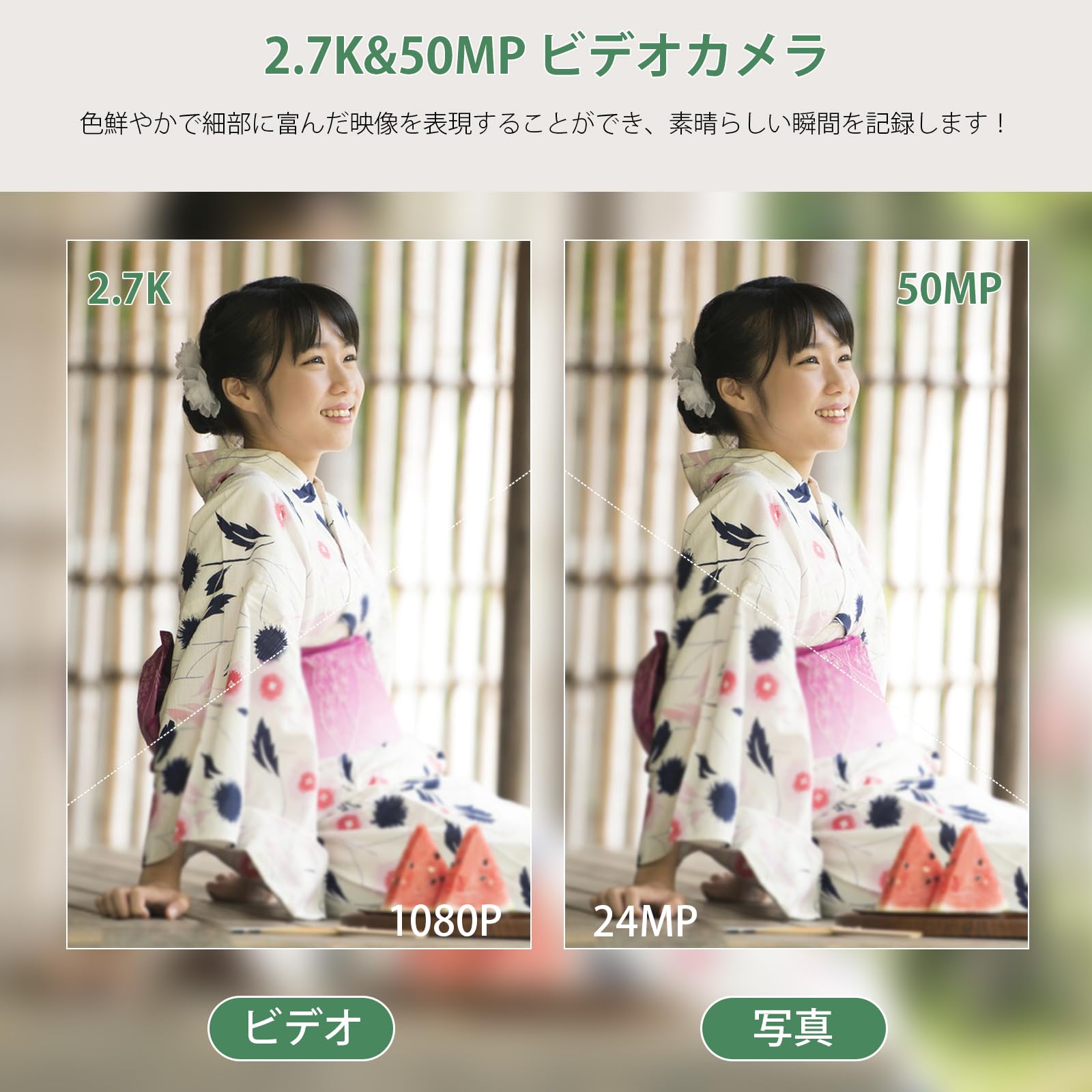 Amazon | ビデオカメラ 2.7K 5600万画素 YouTubeカメラ 2.8