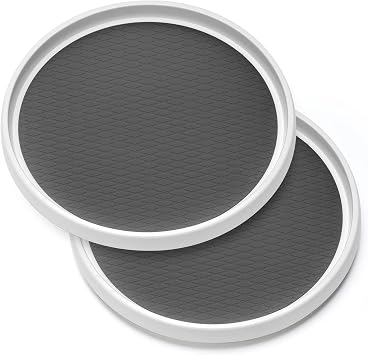 2 Pack, 12-Inch Non-Skid Lazy Susan Organizers - Turntable Rack for Pantry Organization and Storage, Kitchen, Fridge, Cabinets, Bathroom Makeup Vanity Countertop, Under Sink Organizing, Spice Rack