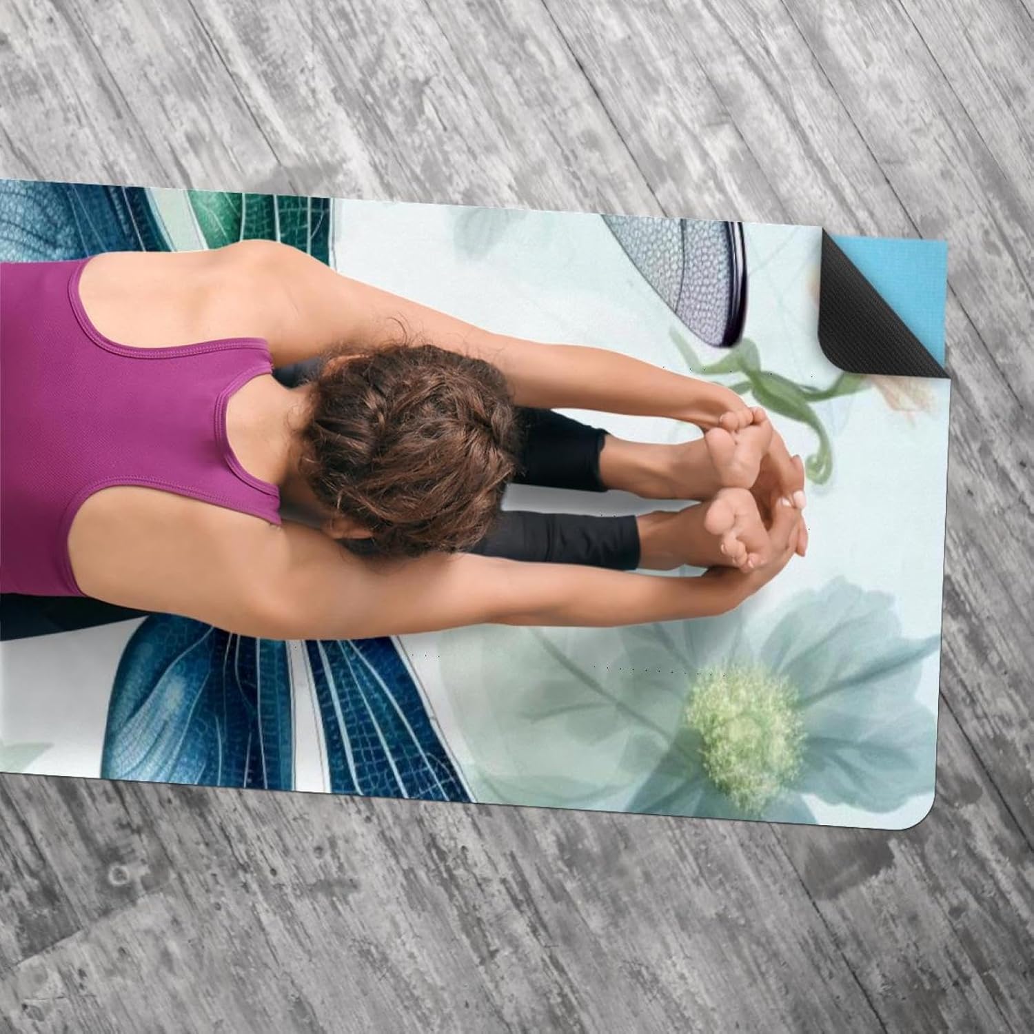 Yoga Towel, Dragonfly Pattern Non Slip Sweat Absorbent Hot Yoga Mat Towel for Hot Yoga, Pilates and Fitness - 72.8" x 26.8"