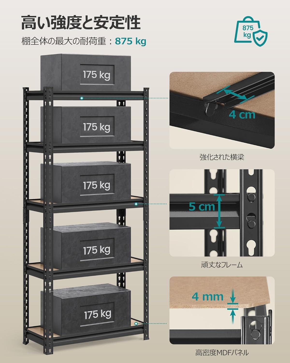 Amazon.co.jp: スチールラック 工具不要 組立簡単 幅70×奥行30×高150cm