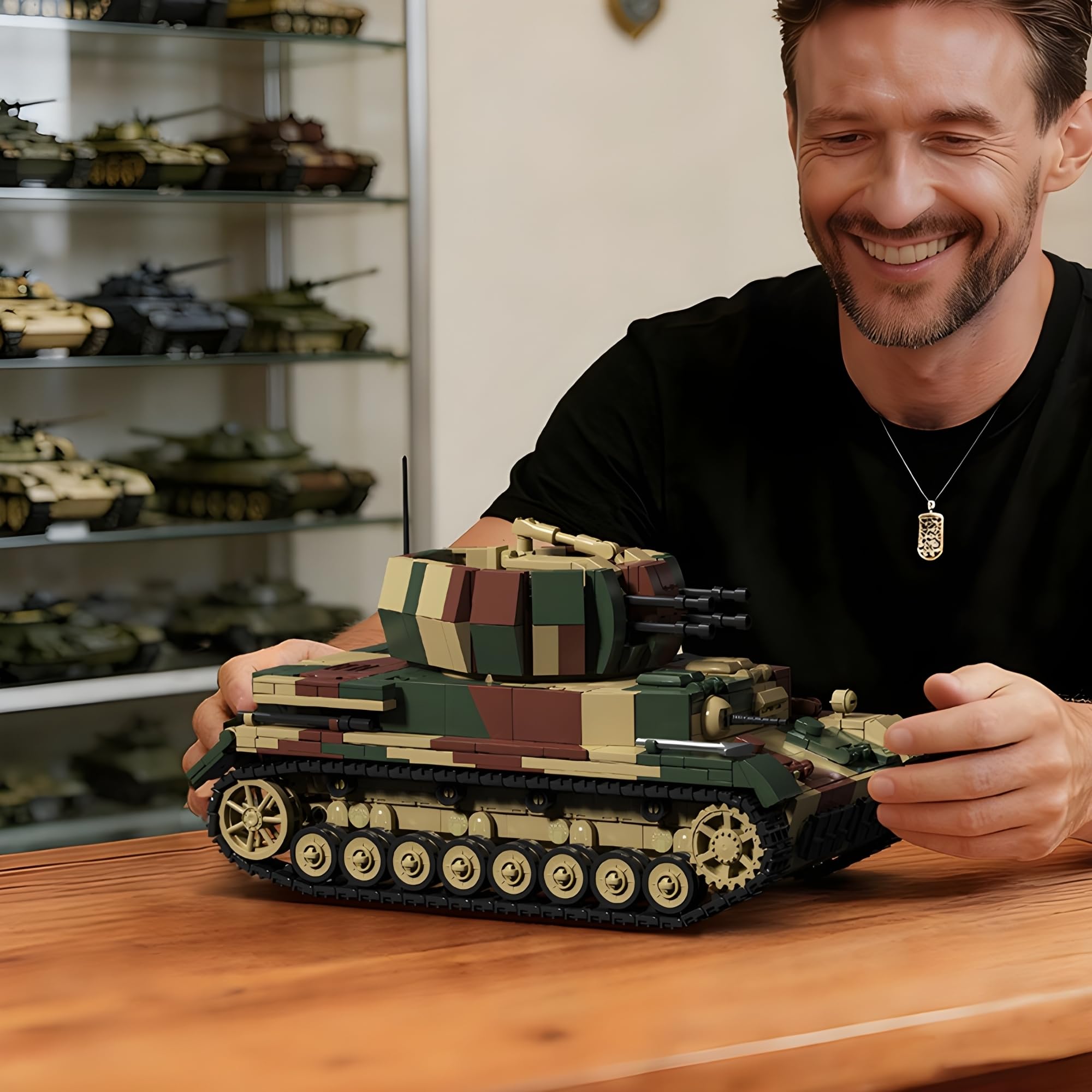 Technik WW2 - Set di mattoncini da costruzione, carro armato IV con 4 minifigure, 1:28 WW2, modello di carro armato, regalo per appassionati militari (1474 + pezzi)