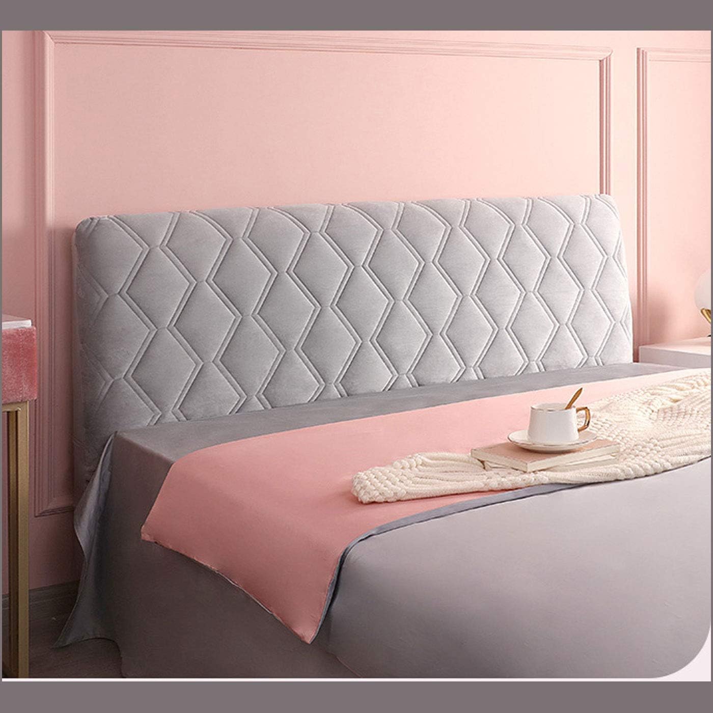 Bed Frame Cover,Headboard Covers,Velvet Slipcover For Single/King/Double,All-inclusive Bed Backrest Stretch Furniture Protective Dustproof Cover For Beds Thicken Washable(130cm(51.1inch),Gray1)