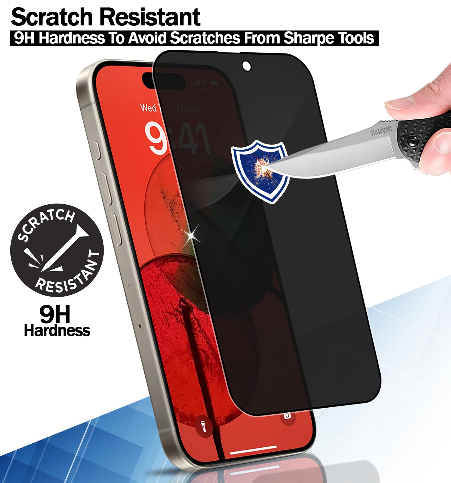 RKINC Vetro Temperato Per IPhone 16 Pro [3 Pezzi], Durezza 9H, 0.33mm, Garanzia A Vita