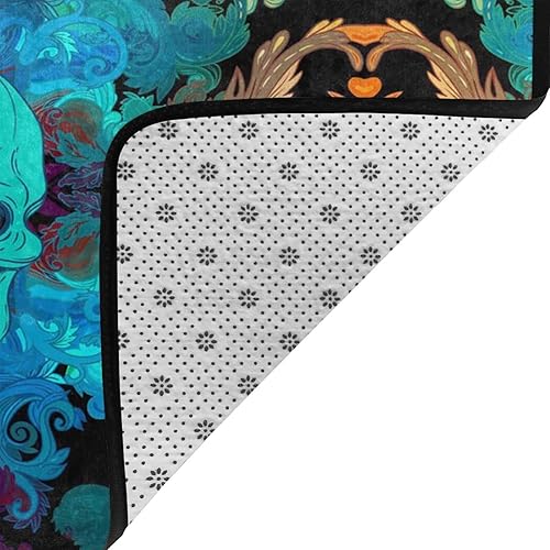 Miniatura 4 de Alfombras de cráneo, alfombra de cráneo de luz negra, alfombras de baño antideslizantes, alfombras suaves para decoración de cocina, dormitorio,