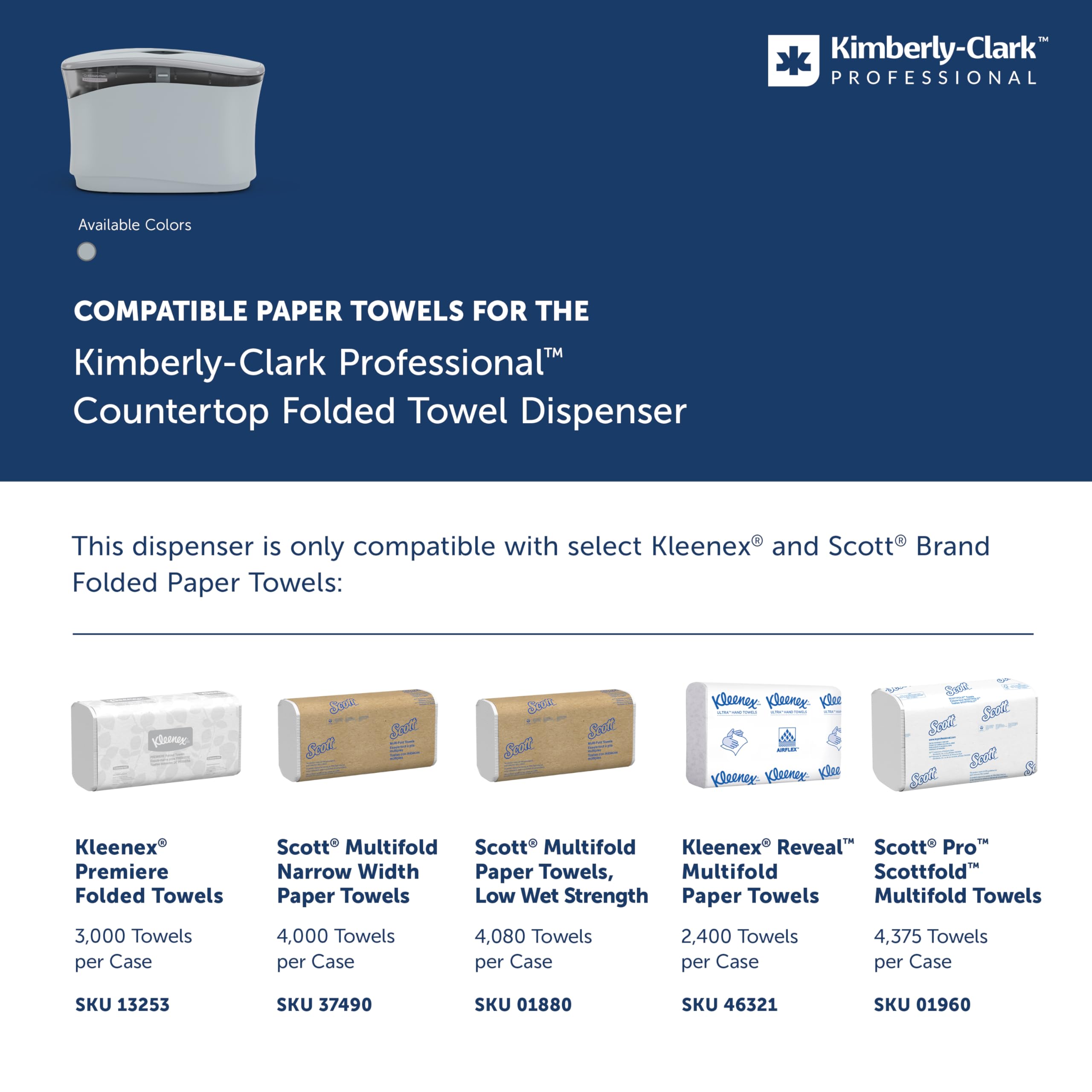 Kimberly-Clark Professional Dispenser di asciugamani di carta piegato da banco (55760), grigio chiaro, 33,8 x 22,9 x 13,2 cm (Qtà 1)