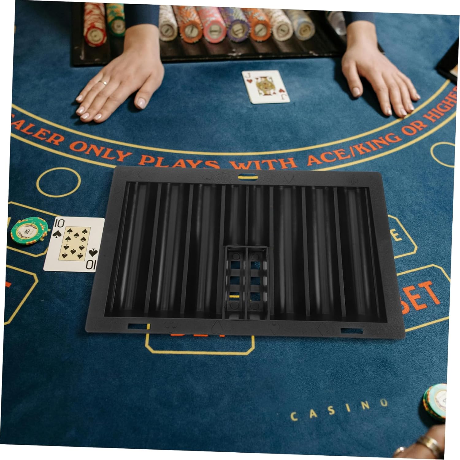 Yardwe Poker Chip Display Box Portable Multi-function Chip Holder Acrylic Game Table Accessory Card Storage Case Black