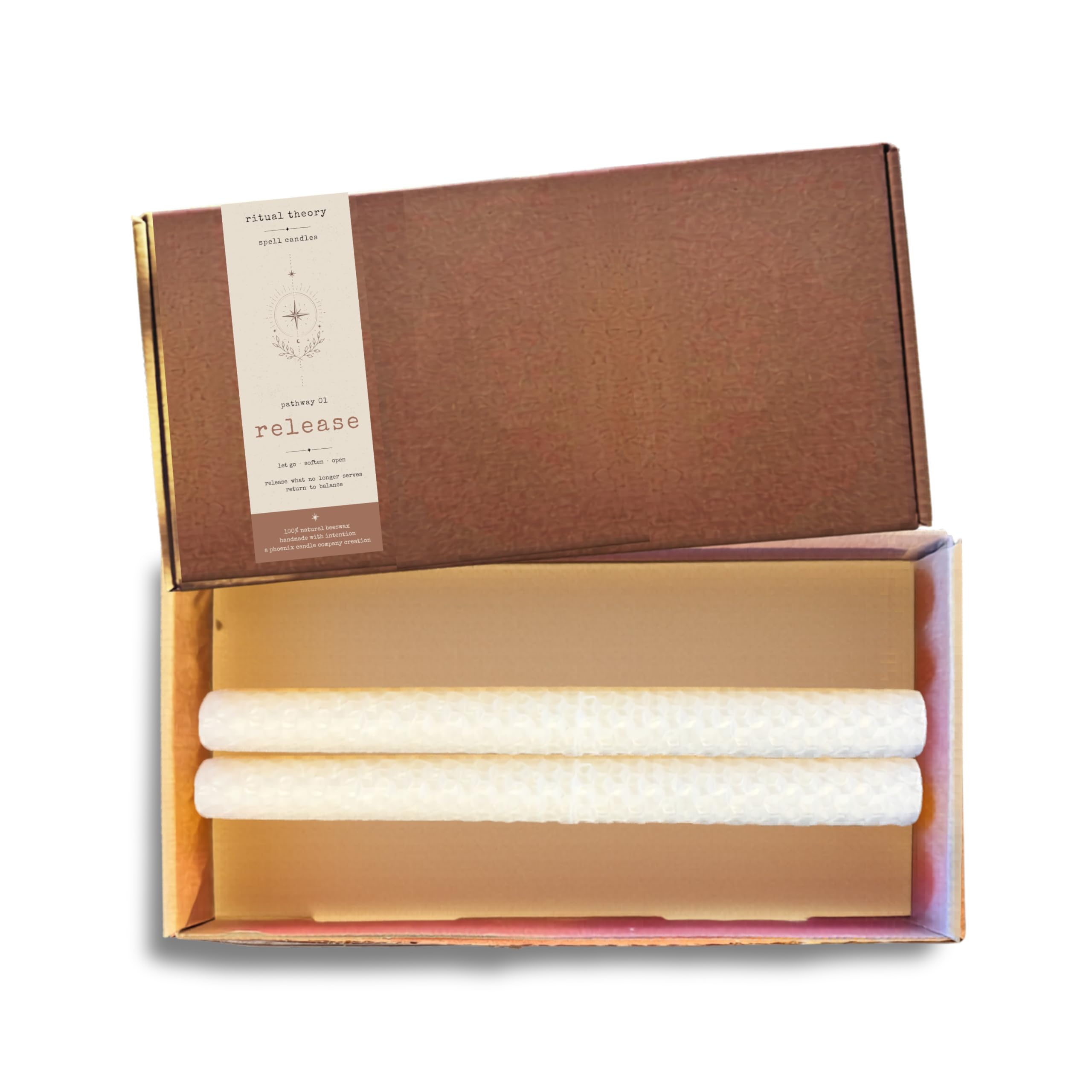 Phoenix Candle Company Hand Rolled Beeswax Spell Candles, Multicolour, for Witchcraft, Wicca, Ritual & Candle Magic (2, White, Large)