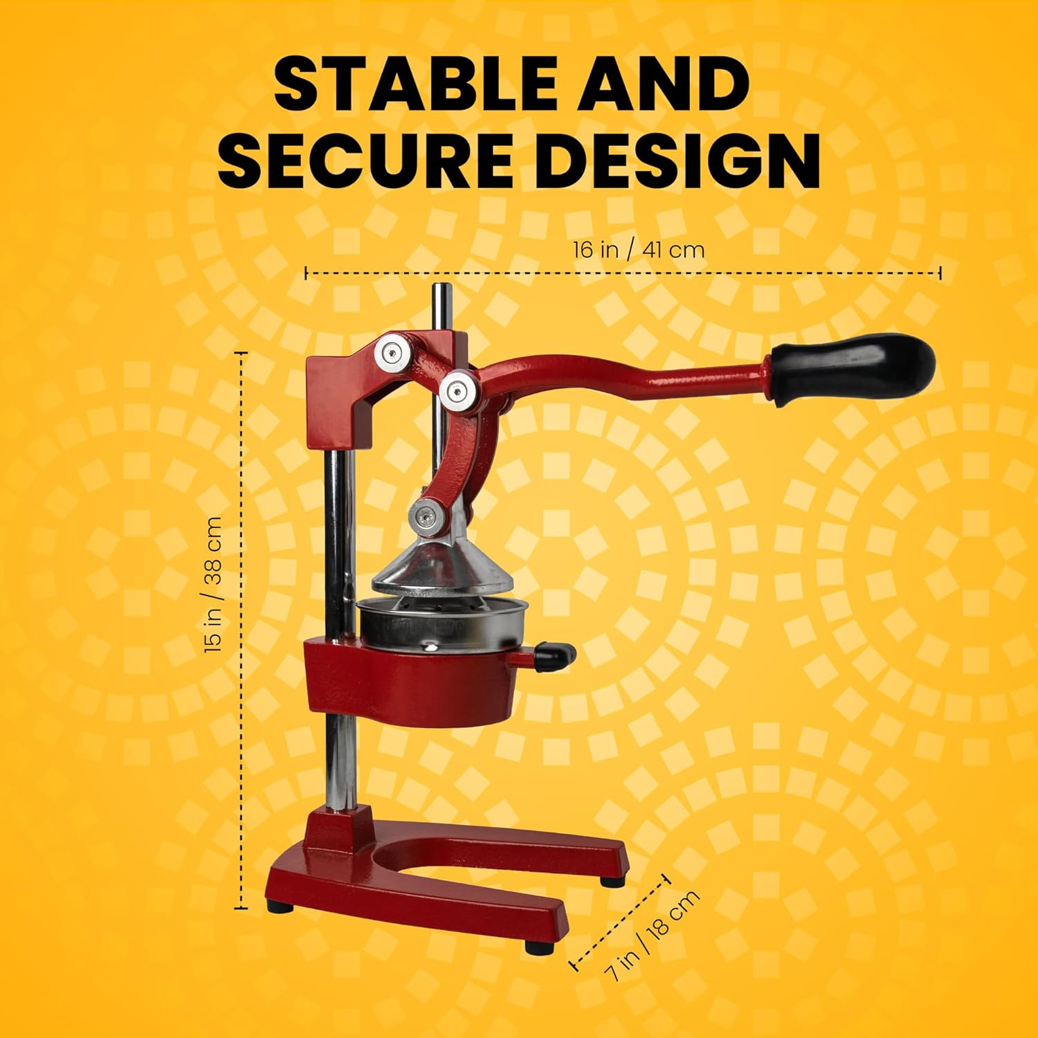 Machika Manual Orange Juicer | Easy-to-Clean and Heavy-Duty Orange Juice Squeezer | Professional Citrus Juicer for Home and Restaurants | 15 x 16 x 7 Inches |