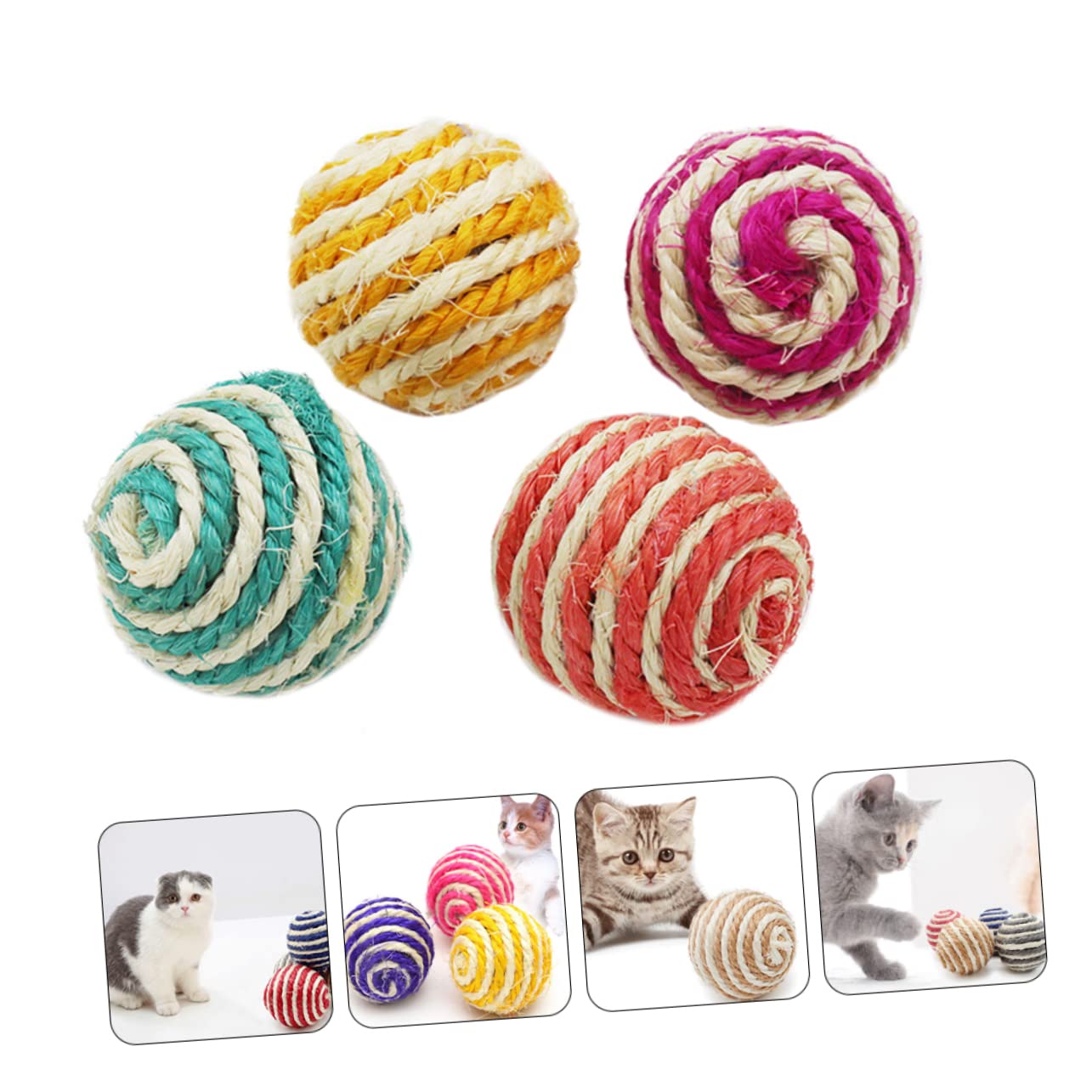 GALPADA 7pcs Cat Ball Interactive Rope Balls for Cats Random Colors for Scratching and Biting for Indoor Play and Bonding