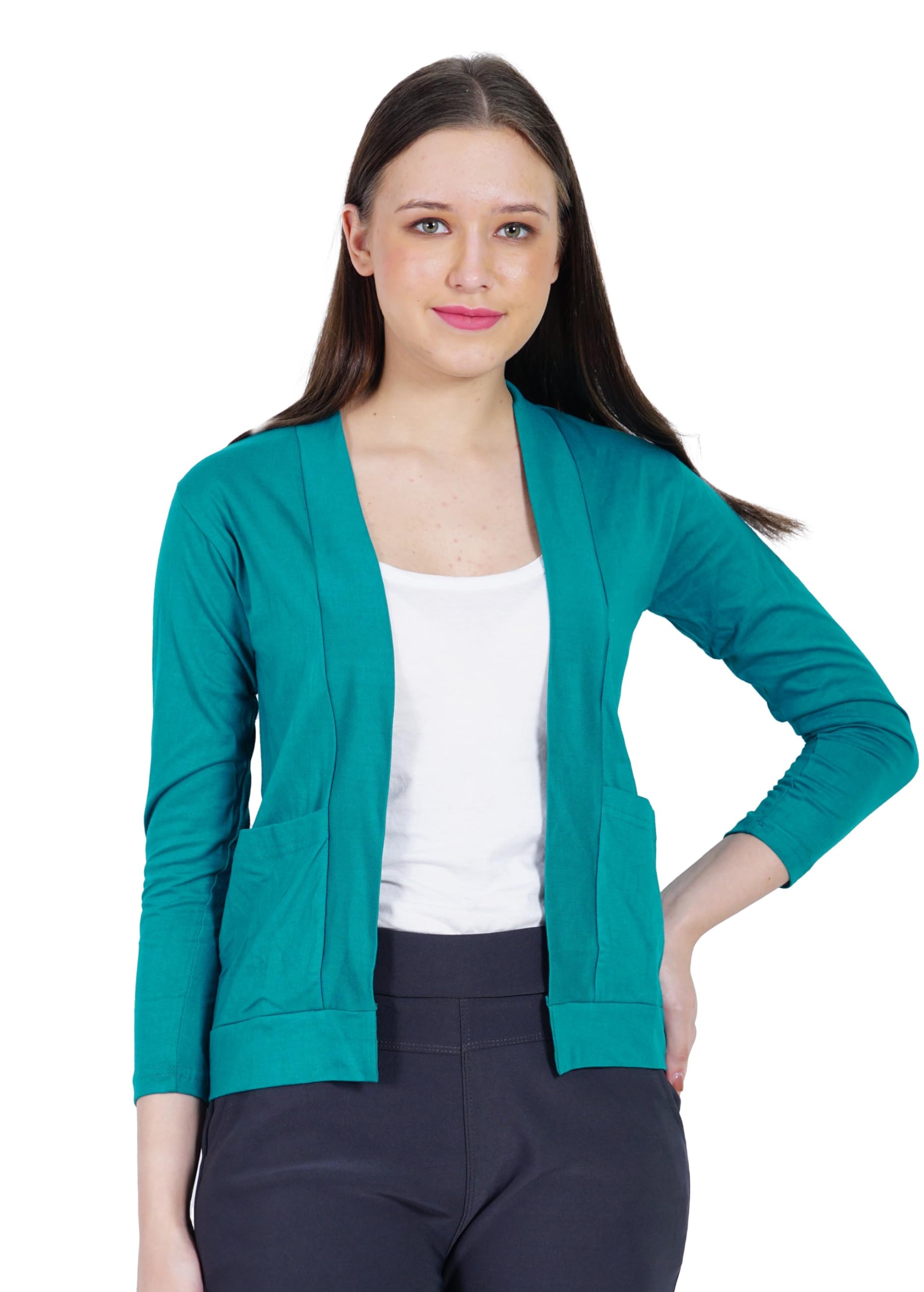 amazon brand - nora nico Nora Nico Women's Cotton Full Sleeves Jacket Poncho, Summer Shrug for Ladies-Green, XL-picture-15