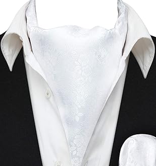 HISDERNCravat for Men Silk Paisley Mens Cravat and Pocket Square Set Polka Dot Ascot Tie and Handkerchief for Wedding Party Christmas