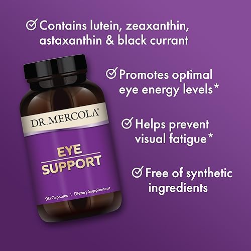 Miniatura 4 de Dr. Mercola, soporte para los ojos con 10 mg de suplemento dietético de luteina, 90 porciones (90 cápsulas), sin OMG, sin gluten