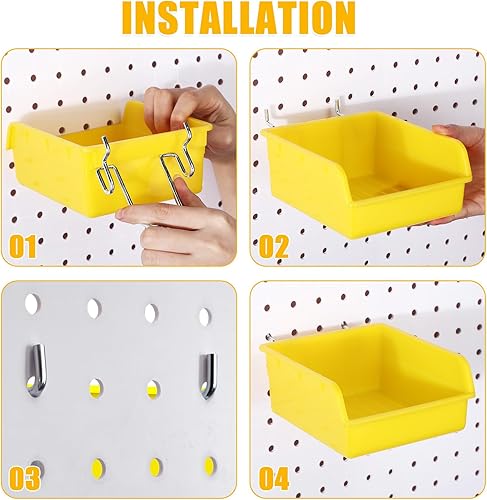 Miniatura 4 de Roowest Juego de 60 cubos de tablero de clavijas, organizador de pared con ganchos y bucles, surtido de ganchos para clavijas, accesorio organizador