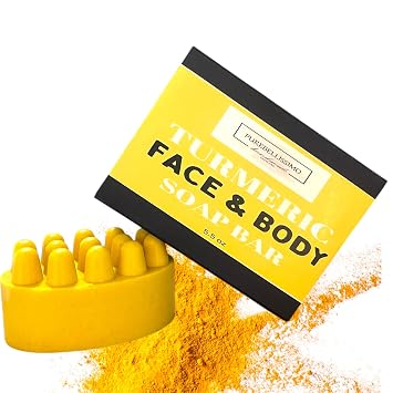 Turmeric Soap Bar Natural Massage Bar 5.5Oz Body Soap for Deep Cleansing Vegan and Handmade Sensitive and Normal Skin Skin Glow, Intense Hydration