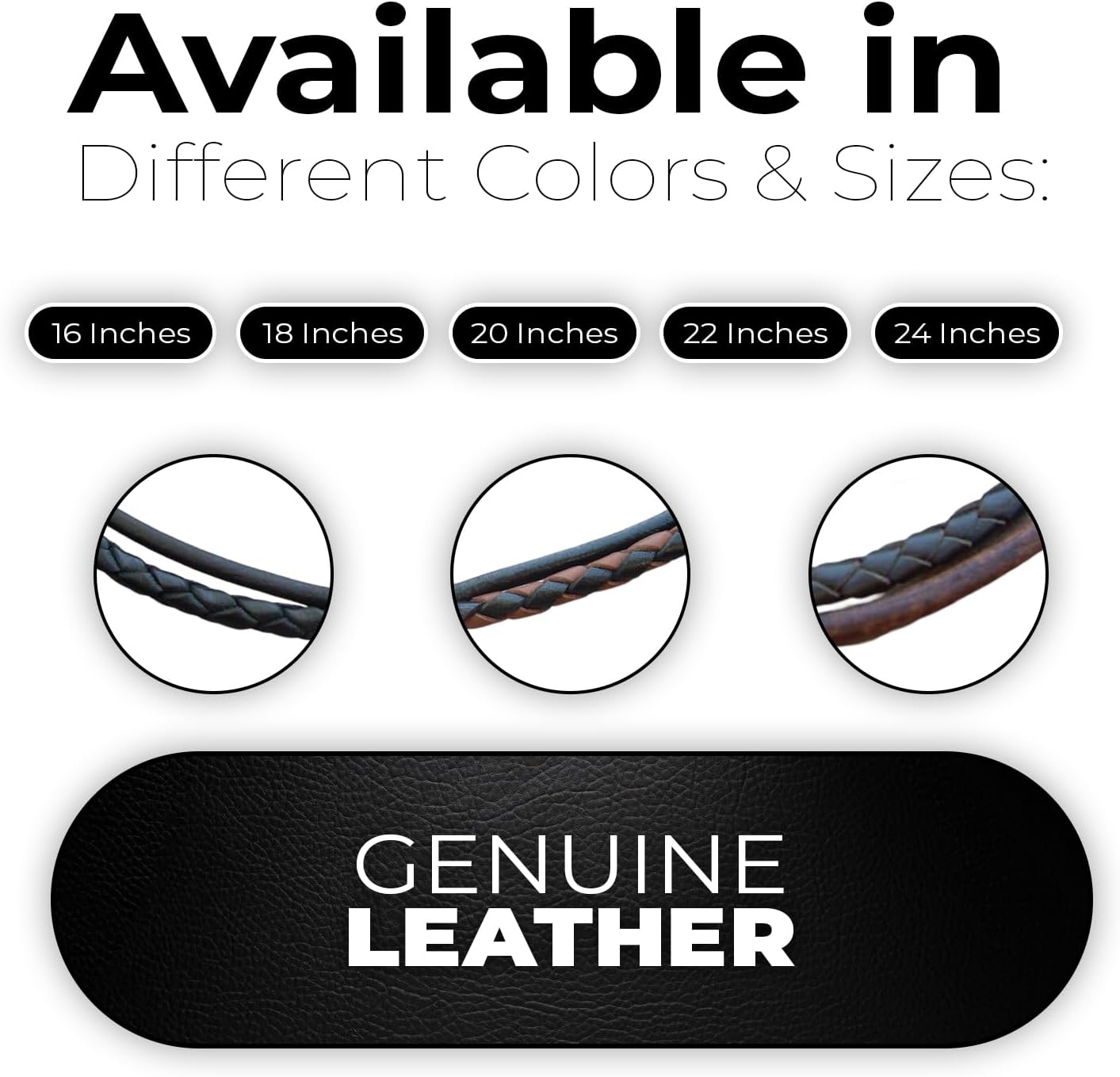 Handmade Double Strand Ultimate Leather Necklace Cord with Stainless Steel Clasp - Chain for Men with Added Comfort - Available in 16,18,20,22 inches or Custom