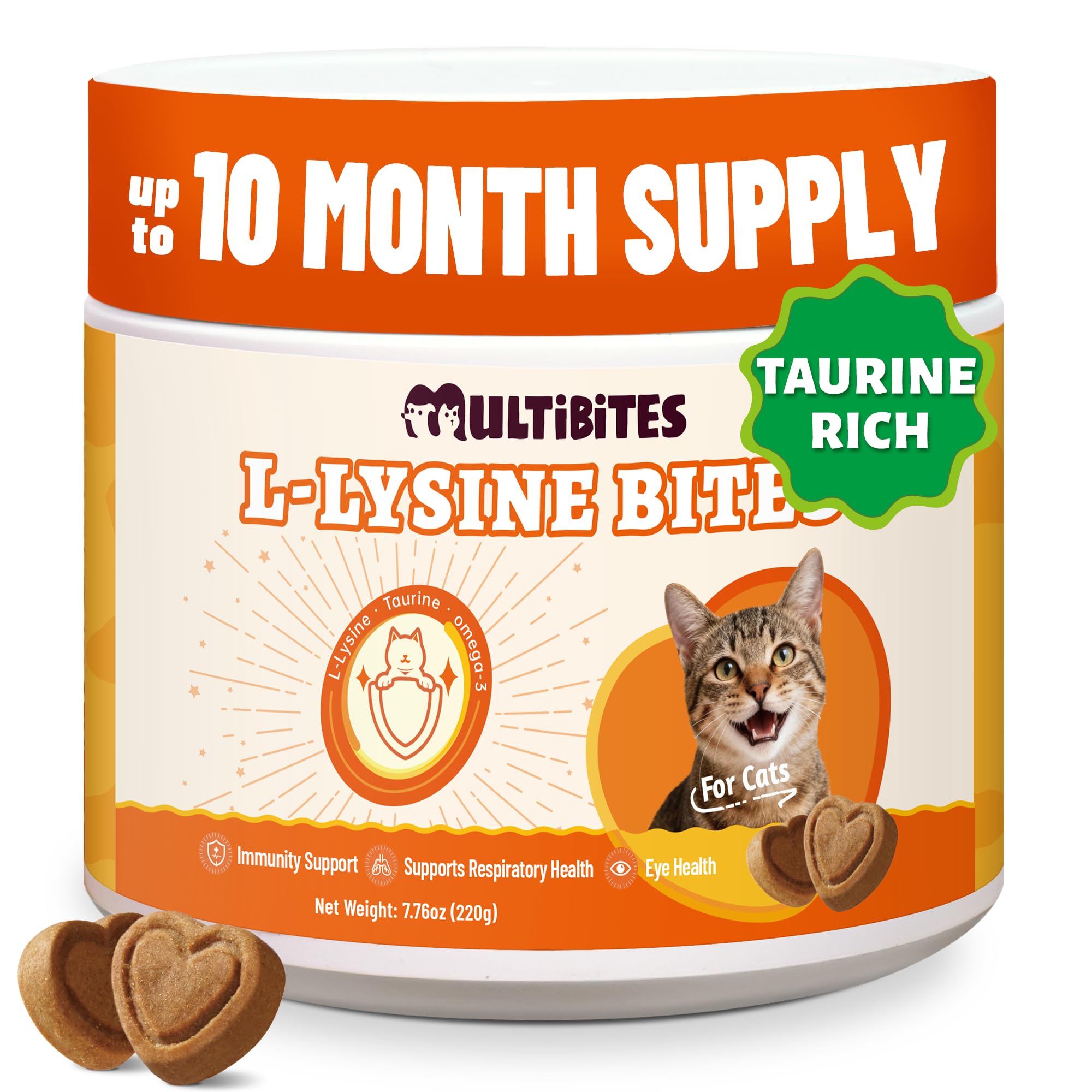 MULTIBITES Lysine for Cats - for Immune, Respiratory & Eye Health - 220g