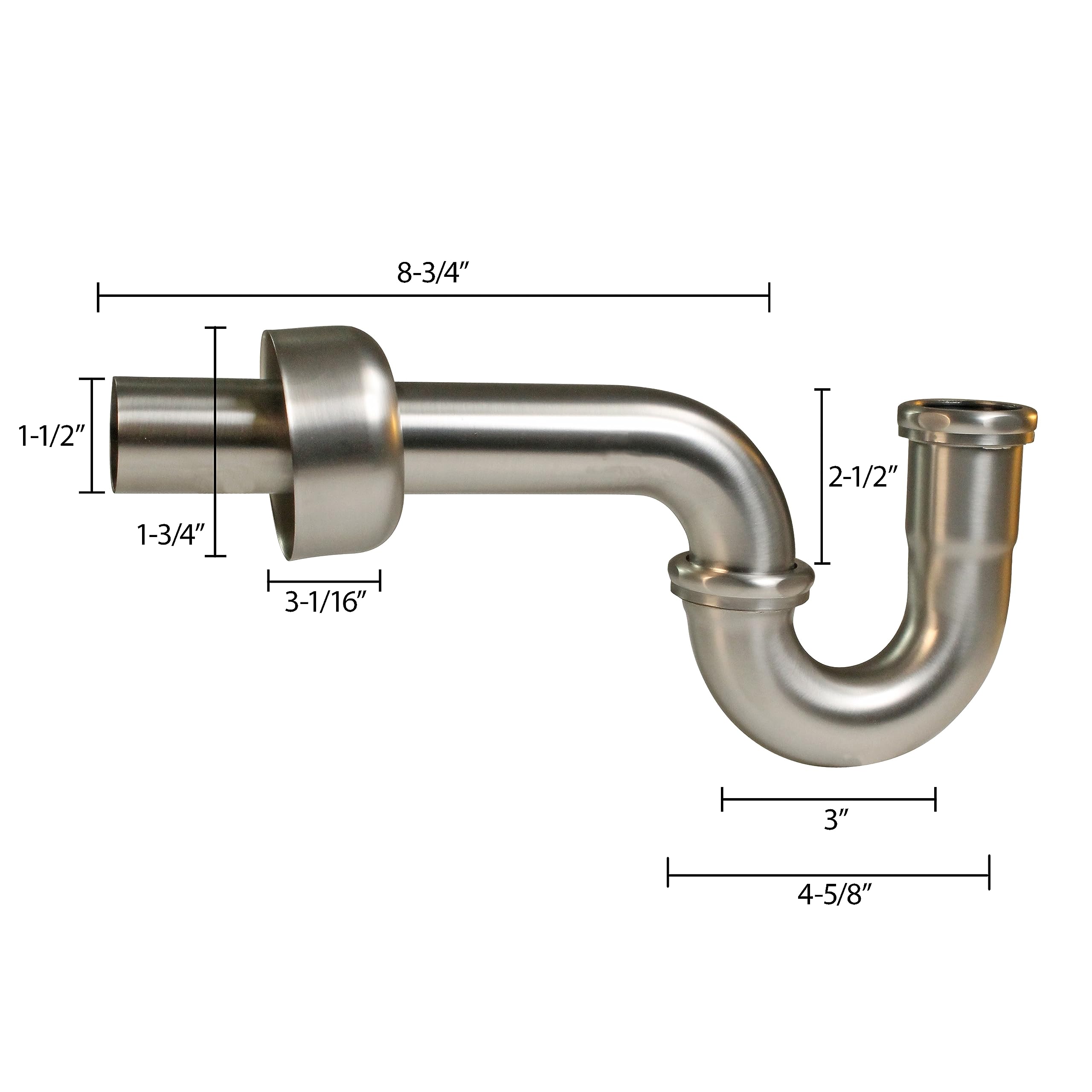 Westbrass R400-1-01 x 1-1/2" P-Trap con brida de caja alta, 1 paquete, latón pulido