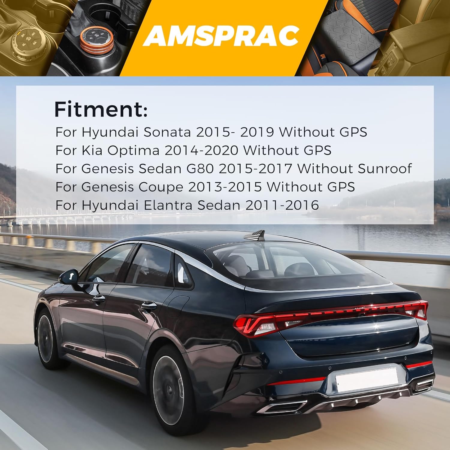 shark fin antenna cover,antenna base fit for kia optima 2014-2020,hyundai sonata 2015-2019,genesis sedan g80 2015-2017,genesis coupe 2013-2015,hyundai elantra sedan 2011-2016,black base black base+flag logo