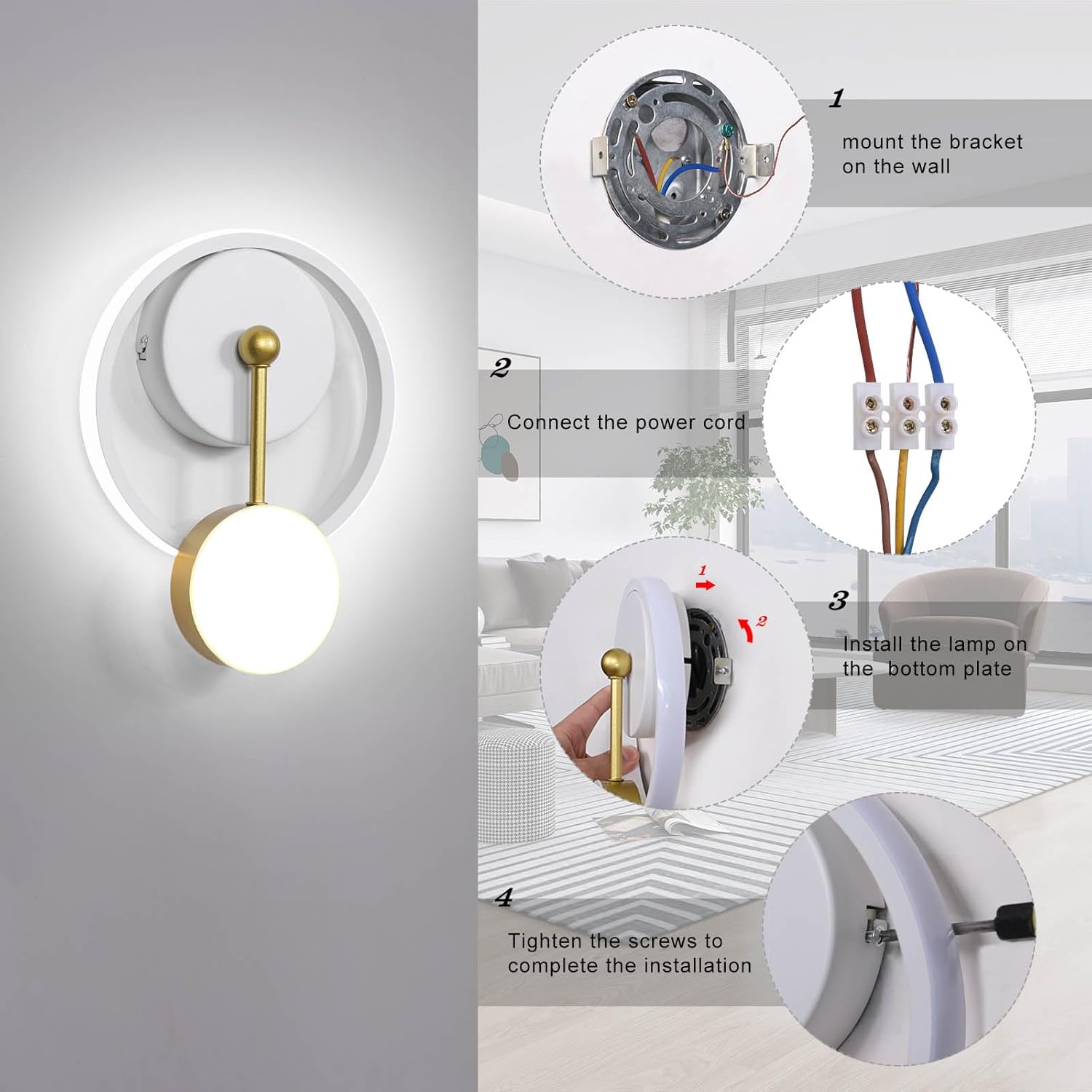 XEYOU 18W Modern Wall Sconce Lighting Indoor LED Creative Wall Light Fixture Clock Shape Decoration Wall Lamp for Living Room Bedroom Stair Corridor