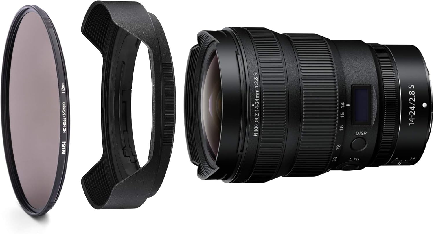 NiSi- 112mm Nano ND64 Filter for Nikon 14-24mm f/2.8 S – 6-Stop Neutral Density Lens Filter, Waterproof Nano Coating, Infrared Light Reduction, and HD Optical Glass - Compatible with Nikon HB-97 Hood