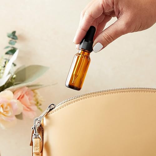 Miniatura 4 de Juvale Botellas con cuentagotas – 0.5 onzas, vidrio ámbar, 48 piezas – Botella con cuentagotas de vidrio ámbar vacía para aceite esencial y aceite