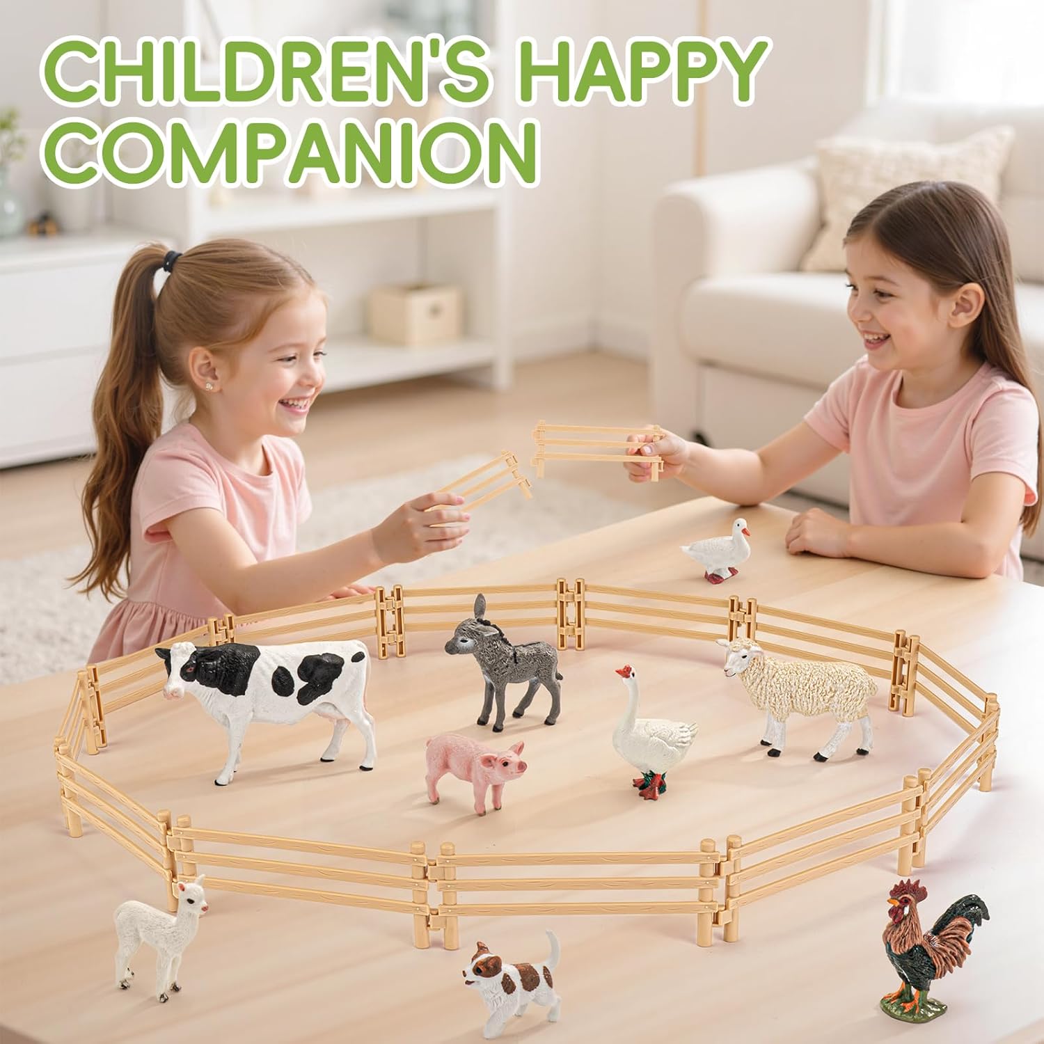 24PCS Farm Animal Toys Corral Fence for Kids Age 3-5 5-7 4-8 Years Olds Boys Girls, Educational Farm Animal Cake Toppers for Toddlers 3 4 5 6 7 8 9 10