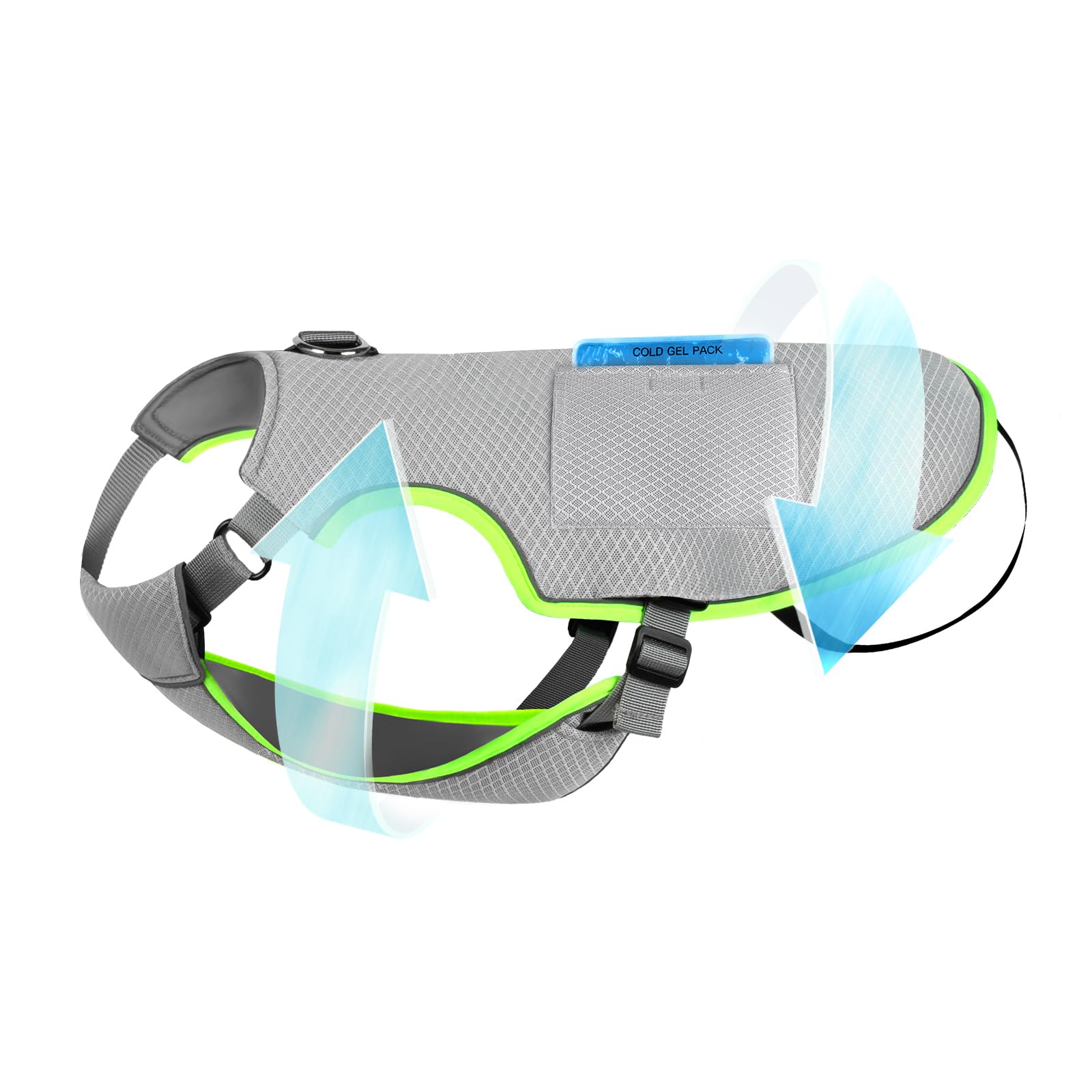 Chaleco Refrescante para Perros Abrigo de Enfriamiento Perros con 2 Bolsa de Hielo en Gel Chaqueta Perro Verano Respirable Haquetas Refrescante para Perros Grandes Gris XXL