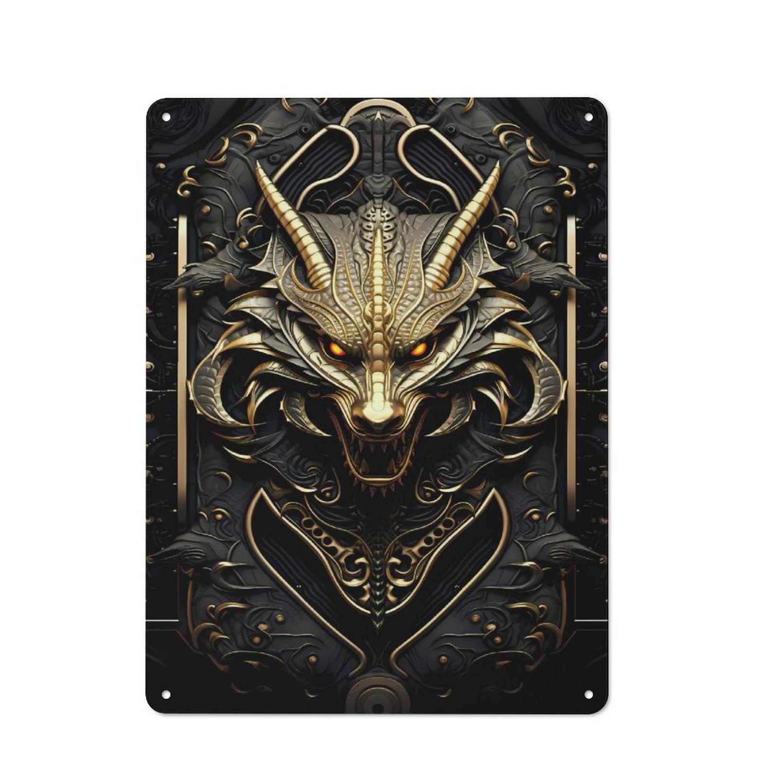 Junmoney Style-6 Vintage Tin Sign 40X30cm Featuring Ferocious Dragons Wrath For Bar Or Restaurant, A Decorative Christmas Gift For Bar Decor Enthusiasts
