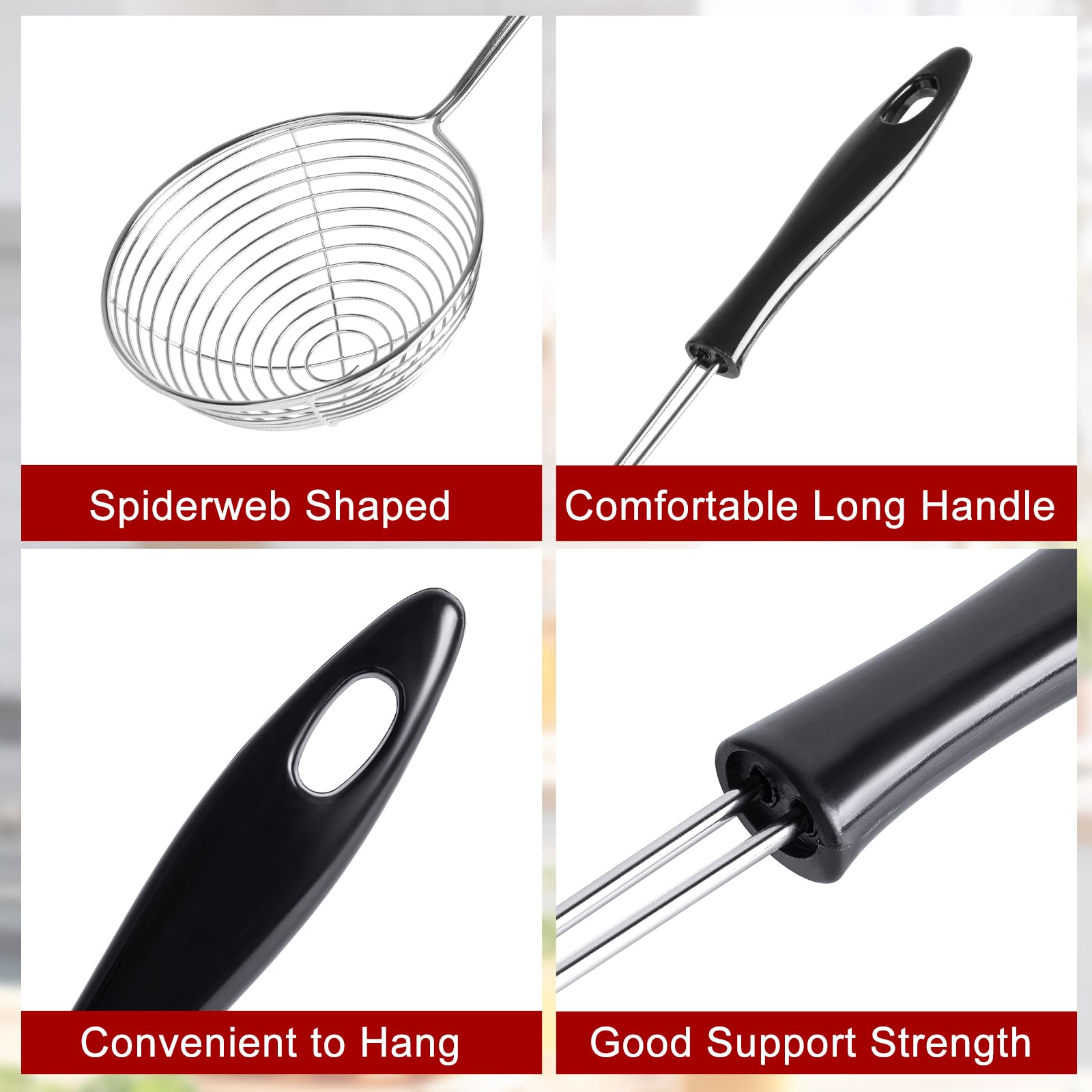 9 Pezzi Schiumarola Acciaio Inox Piccola, 8cm Piccolo Cucchiaio a Rete da Cucina, Colino a Ragno, Mestolo Colino Asiatico con Manico per La Casa e il Ristorante