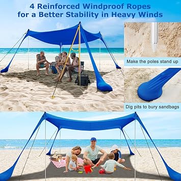 Shibumi Beach Shade Lightweight And UV Protected For Outdoor Camping Picnic Tents For Outdoors Beach Tent Sun Shelter, green, 4 aluminum poles