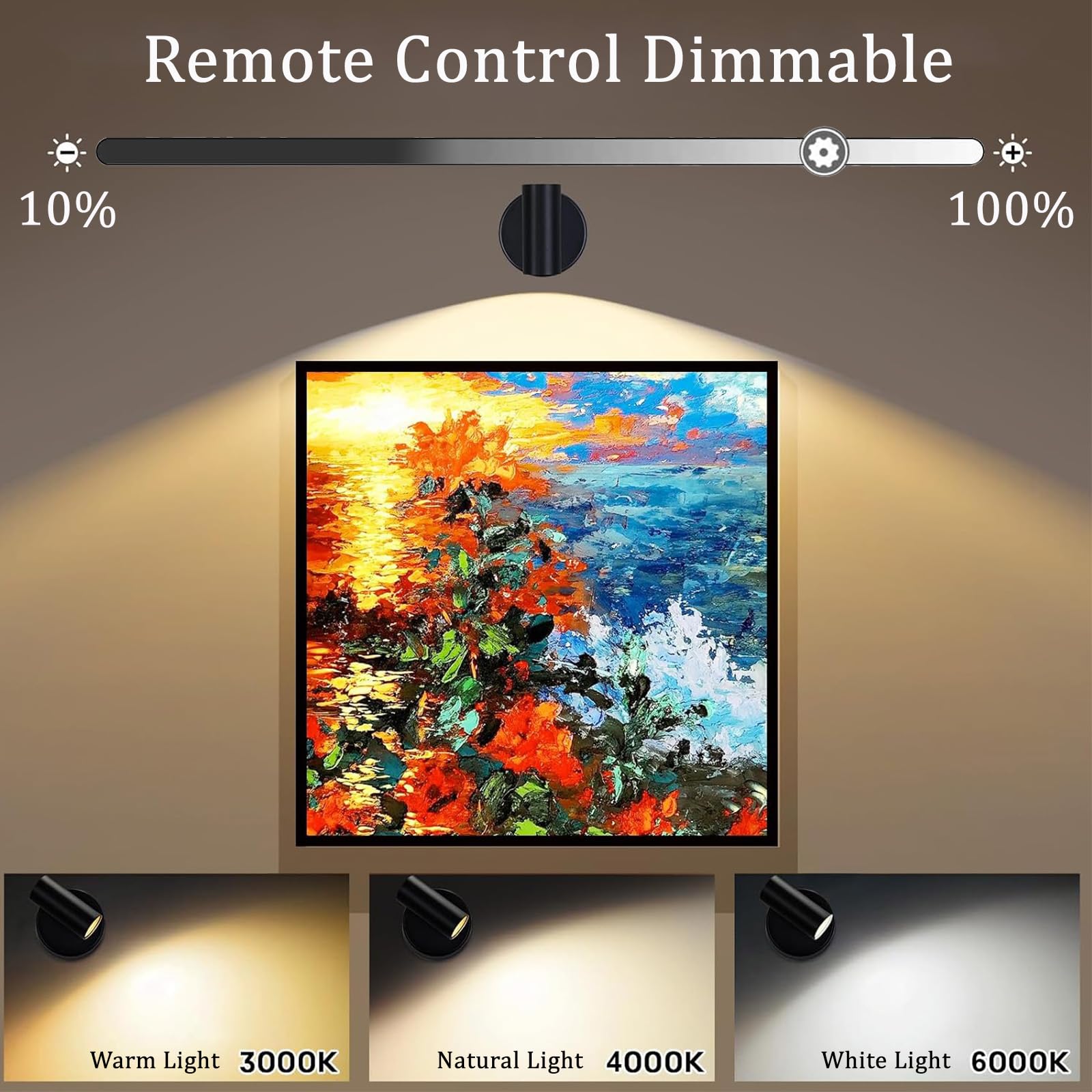 LED Spotlight Aufladbar Wandleuchten mit Fernbedienung Touch-Schalter Dimmbar Wandleuchte 355° Drehung Kabellose Magnetische Wandbeleuchtung für Bilder Wohnzimmer Schlafzimmer (Weiß + Gold)