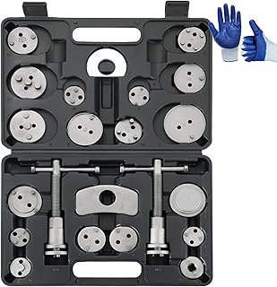 DASBET Disc Brake Pad and Caliper Service Tool Kit | 24pcs Heavy Duty Disc Brake Caliper Compression Tool Kit for Automotive Brake Pad Replacement, Fits Most American, European, Japanese Autos