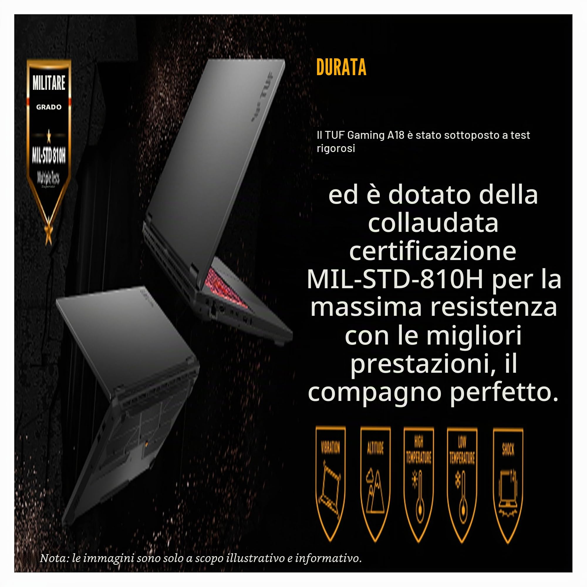 ASUS TUF A18 Gaming Laptop, AMD Ryzen 7 260, 64 GB DDR5 RAM, 2 TB PCIe SSD, 18" FHD (1920 x 1200), display Nvidia GeForce RTX 5050 Graphics, tastiera QWERTZ RGB, Windows 11 Home, Jaeger Gray