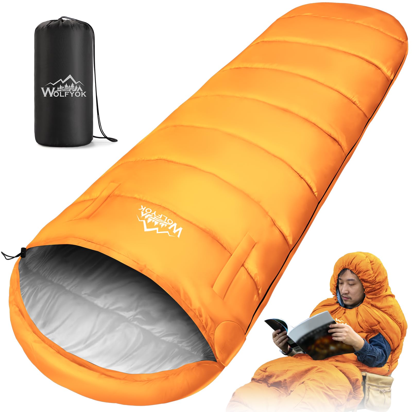 マミー型寝袋（オレンジ）