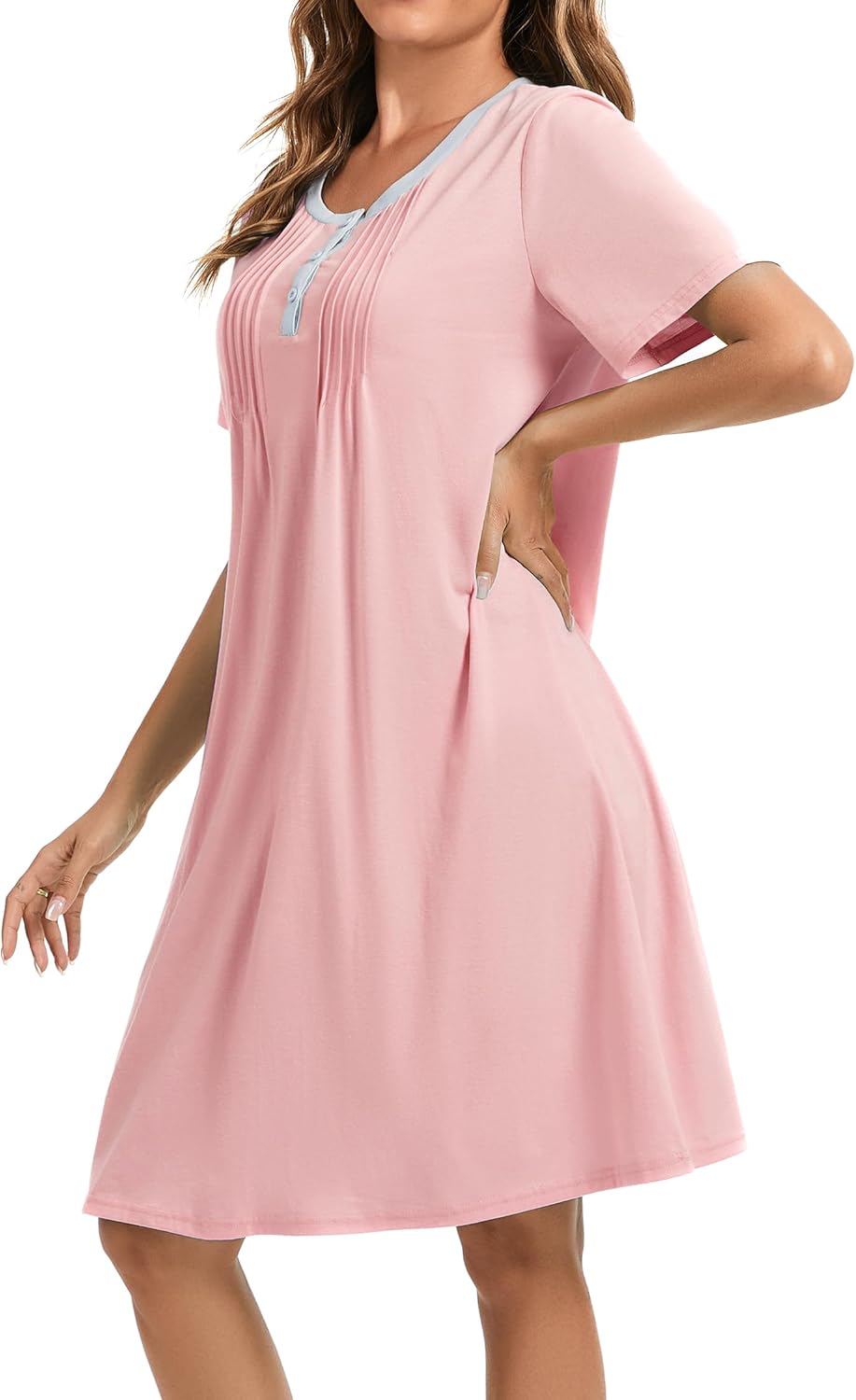 AVIIER Nightgowns for Women Soft Cotton Night Gowns Short Sleeve Sleepwear Comfy Night Shirts - Image 3