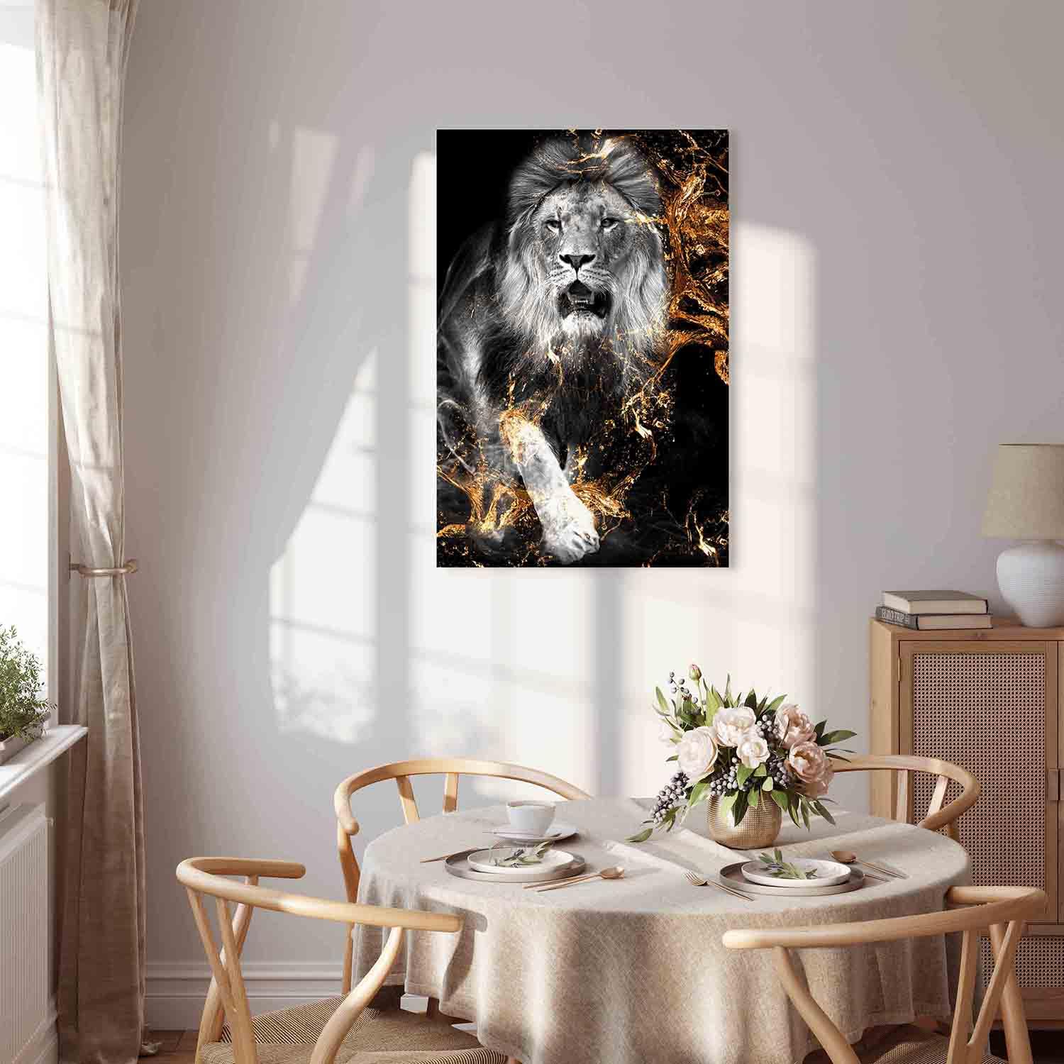 murando - Quadro Moderno per Soggiorno, Leone, 80x120 cm | Chiodi Inclusi, 1 Pezzo, Pannelli Decorativi per Pareti, Decorazione da Parete, Resistenti Allo Sbiadimento