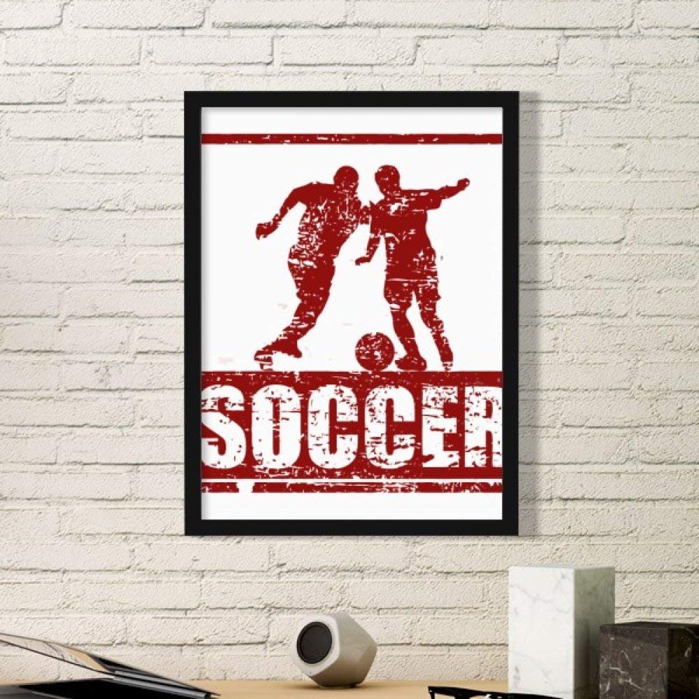 Art peinture joueur football cadre bois deco salon et chambre adolescent