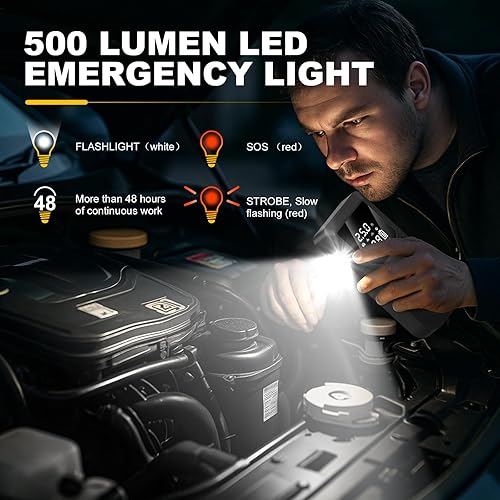 Miniatura 4 de Arrancador de batería de coche de 12 V, 8000 mAh, 2800 A con compresor de aire de 150 psI, edición compacta y práctica QB08L segura inteligente,