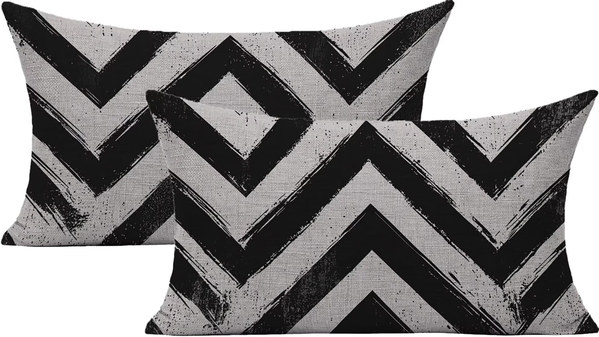 Housse de coussin noir et blanc en lin haut de gamme pour canapé moderne