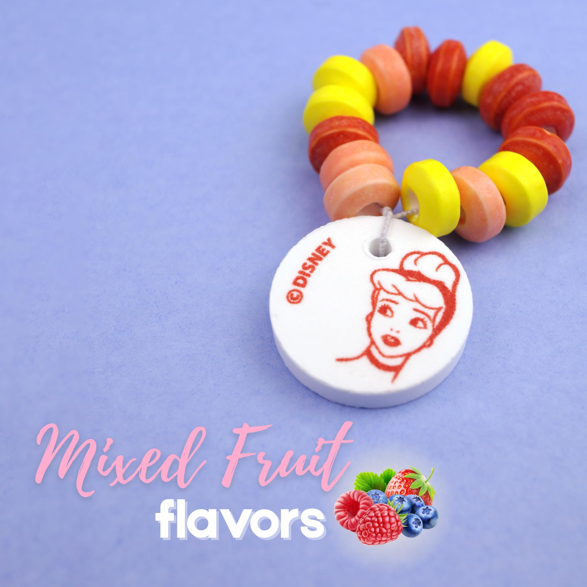 Disney Princess Candy Bracelets, Edible Jewelry with Character Charms, Individually Wrapped Party Favors, 20 Pieces Inside