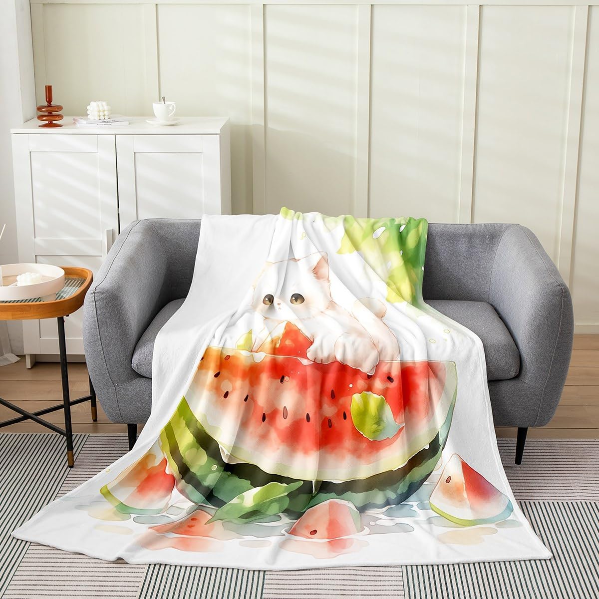 Watercolor Peony Print Fleece Blanket Throw 50x60 Pink Flower Green Leaves Blanket for Kids Vintage Floral Plant Flannel Blanket Bedroom Decor Luxury Garden Theme Bed Blanket Lightweight