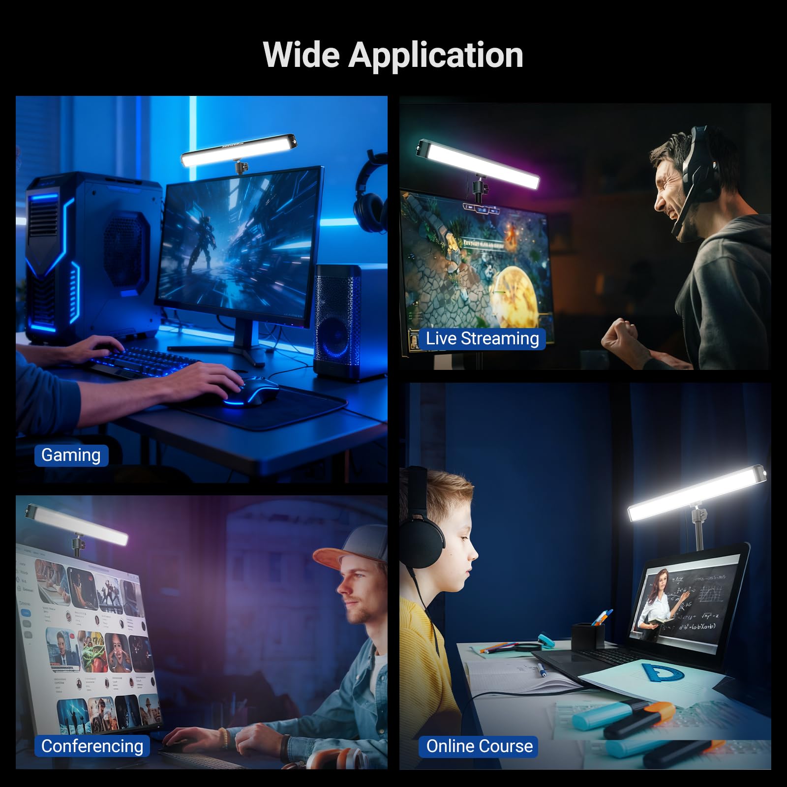 NEEWER Luce a LED RGB a doppia faccia, lampada da scrivania intelligente compatibile con Alexa Google Assistant per videoconferenze di gioco, 16 milioni di colori, 2700K-7000K/CRI97+ Illuminazione
