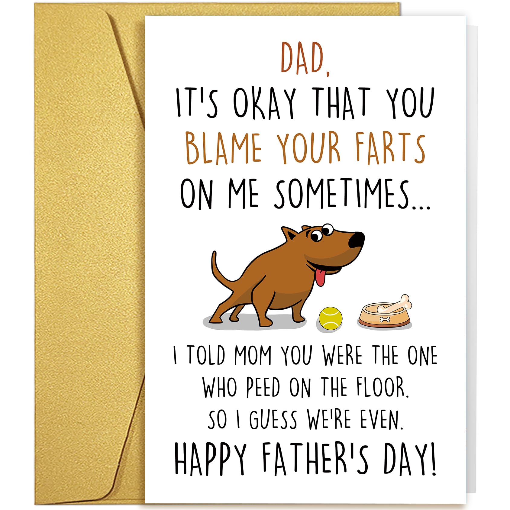 Qiliji Rude Father's Day Card Gift for Dog Dad, Funny Fathers Day Cards for Dog Owner, Doggy Dad Father's Day Card Gift from Doggy Doggie, Humor