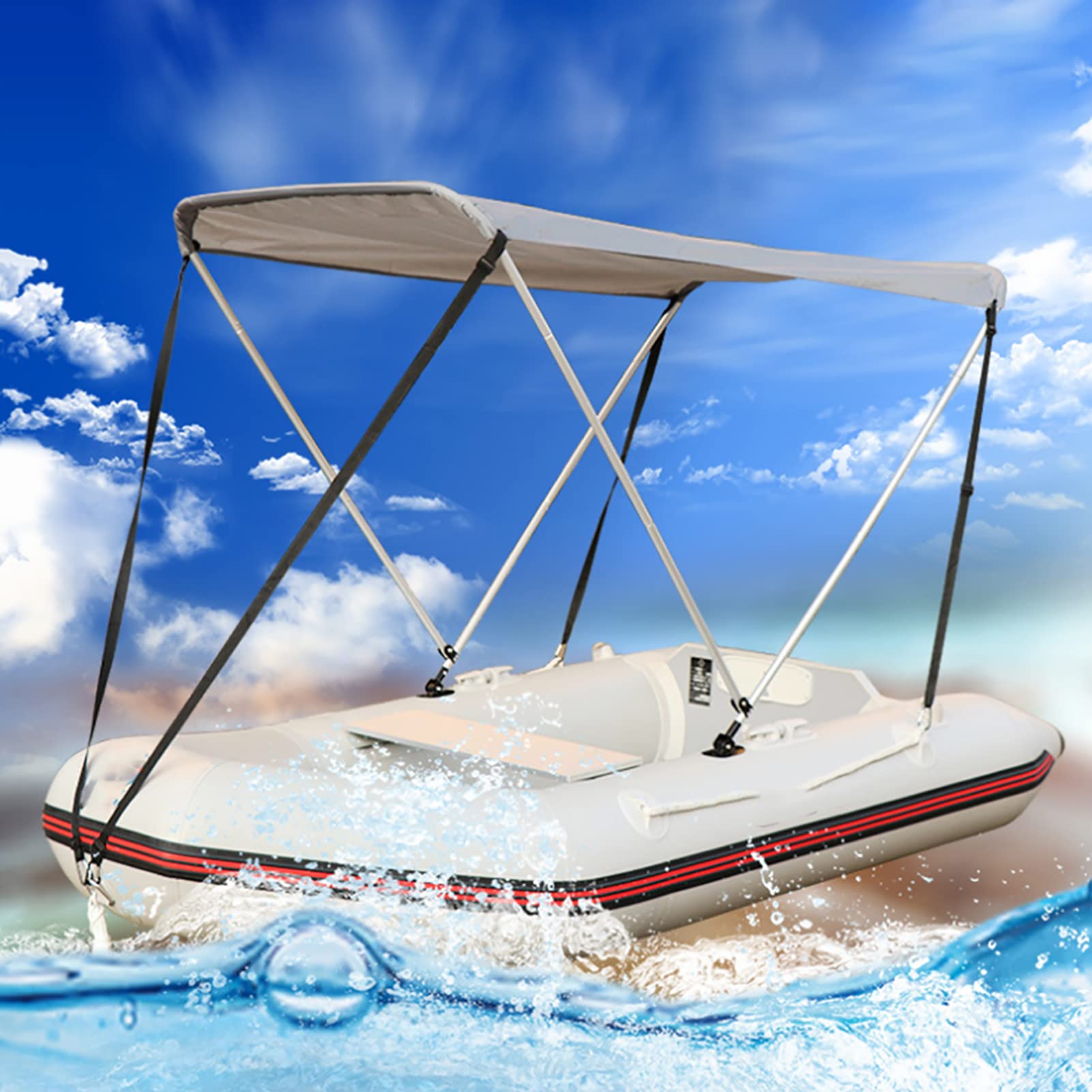 TOTITOM Boat Umbrella, Boat Shade Canopy, Aluminum Alloy Rod 210D Coated Oxford Cloth Sunshade for Inflatable Dinghy Canoe Kayak Boat