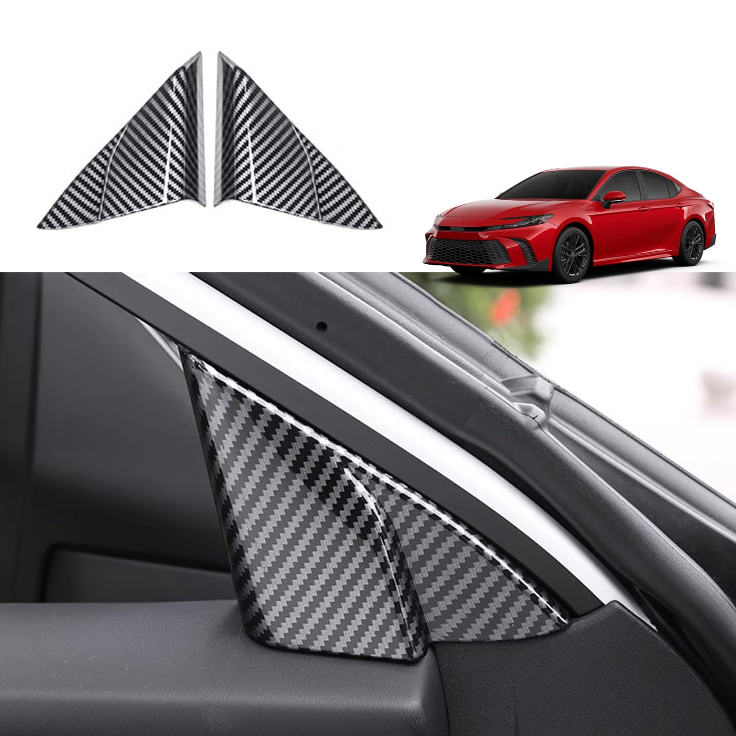 YOFAMO ABS Carbon Fiber Car Interior Front Door A-Pillar Cover Trim Accessories for Toyota Camry 9th Gen 2025 2026 2PCS