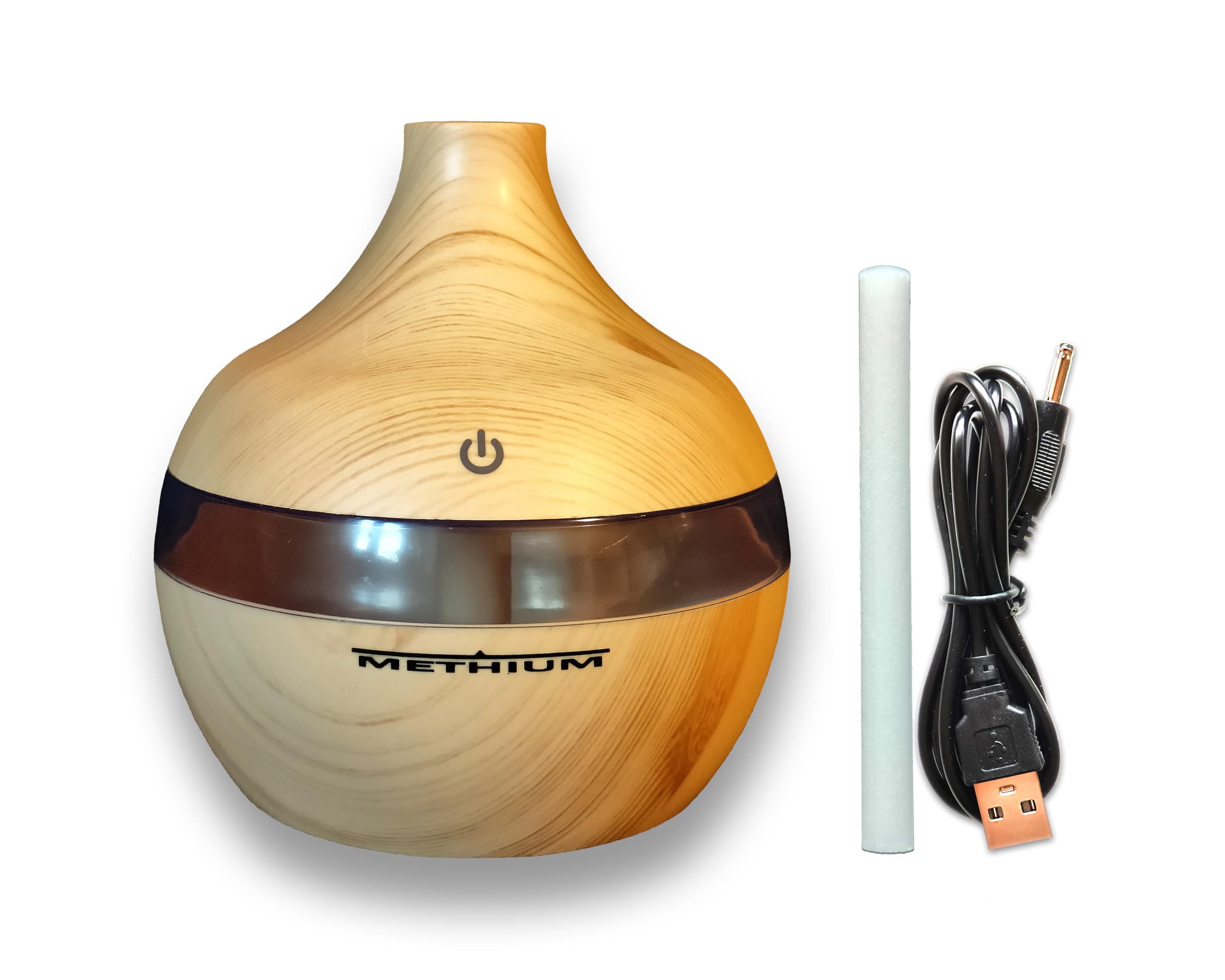 Diffusore di Aromi Colore Legno Chiaro, Umidificatore Ultrasonico, Design Elegante con Fascia Led Multicolore