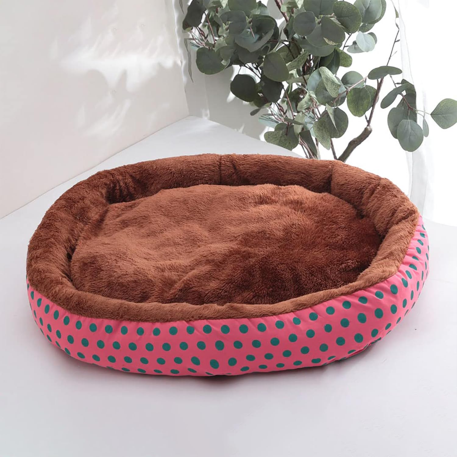 Kuber Industries Dog & Cat Bed|Soft Plush Top Pet Bed|Medium Washable Dog Bed|Circular Cat Bed With Rise-Edge Pillow|QY039RC-L|Red & Coffee (B0CJ5C3DT4) Amazon Price History, Amazon Price Tracker
